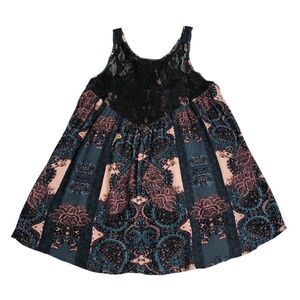 Free People Top Women Small Tunic Mini Dress Count Me In Trapeze Lace Floral NWT